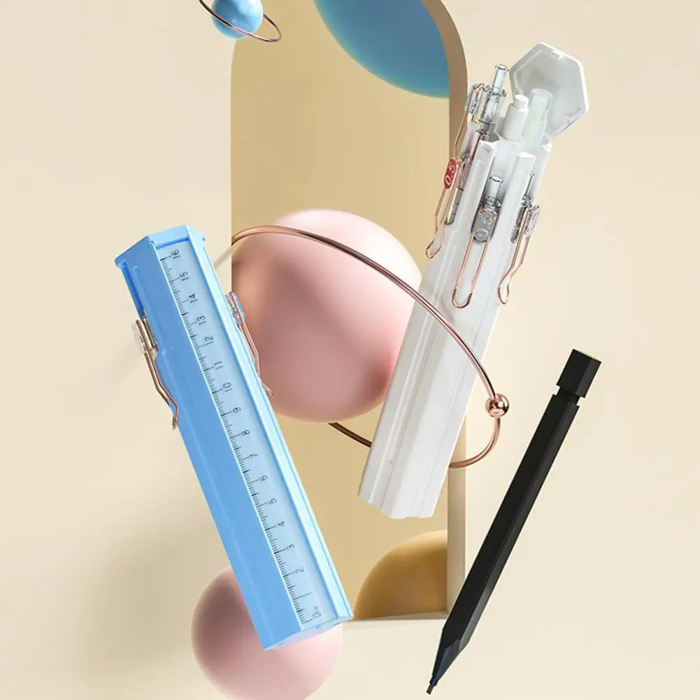 쉬운 접근 뚜껑이 있는 기능성 펜 상자, 육각형 휴대용 연필 젤 펜 상자, 카드 슬롯 펜꽂이, 학용품 정리함