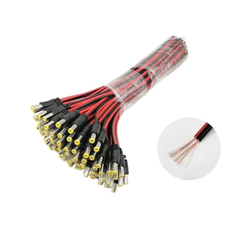 10pcs 5.5x2.1 mm Male Female Plug 12V DC Power Pigtail Cable Jack for CCTV Camera Connector Tail Extension 24V DC Wire