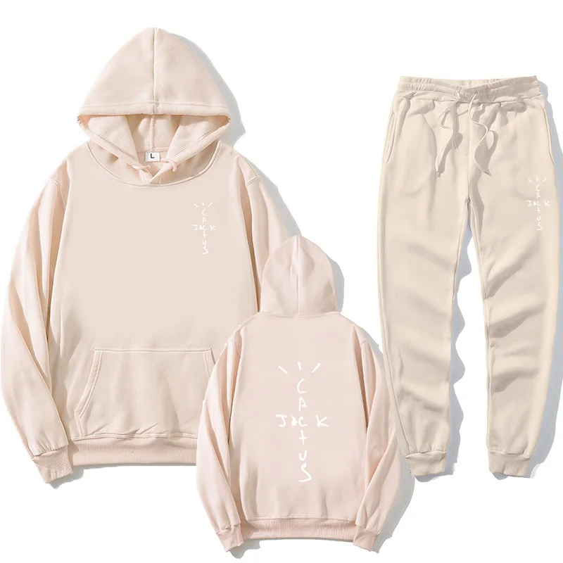 جاك كاكتوس موضة الرجال المتضخم هوديي سترة + السراويل 2 قطعة مجموعة الرجال ملابس رياضية الركض غير رسمية دعوى ملابس رياضية رجالية