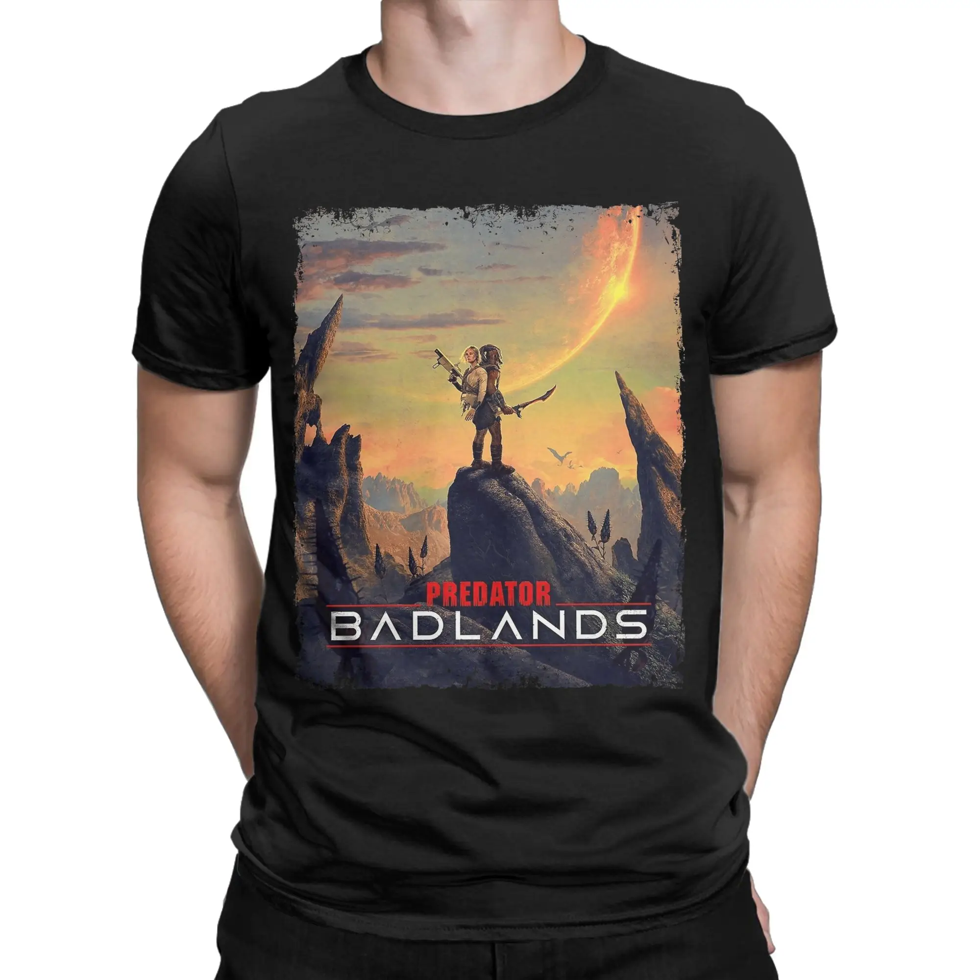 P-Predators Dek Yautja Badlands T-Shirt for Men Warrior Movie Humorous Cotton Tees Crewneck Short Sleeve T Shirt Summer Clothing