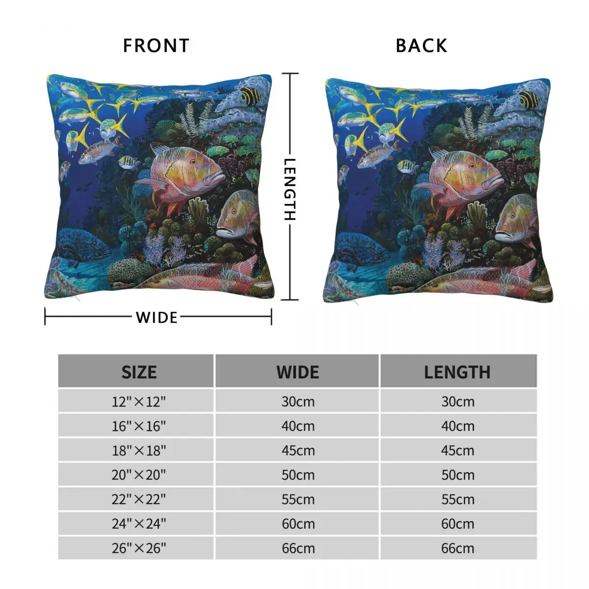 Mutton Snappers Fish Feeding On The Reef Pillowcase Polyester Linen Velvet Printed Zip Decorative Bed Cushion Cover 18