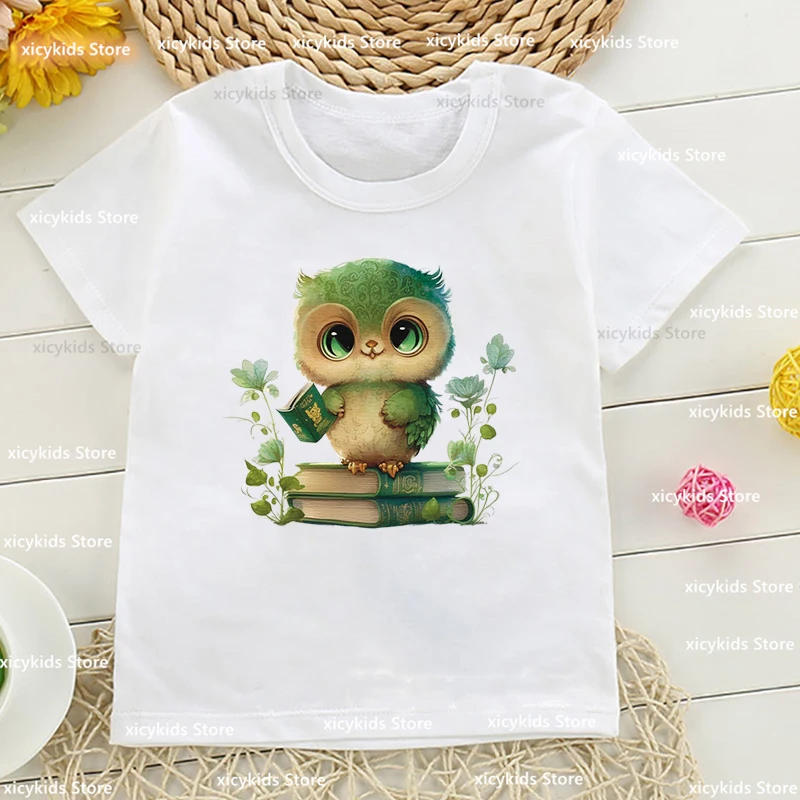 

Newly Boys T-Shirt Cute Owl Love Reading Books Animal Print T-Shirt Girls Fashion Trend Boys Girls Clothes Summer Children shirt