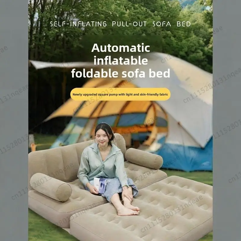 Inflatable Folding Sofa Double Camping Air Mattress Bed Travel Sleeping Mat Backrest Floor Mat Home