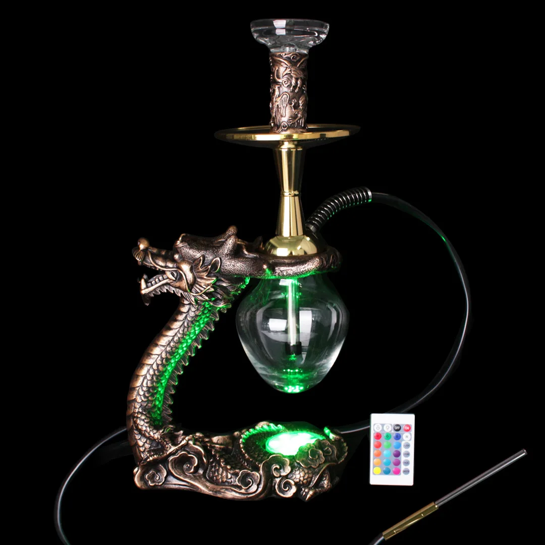 Chinese Elements Oriental Dragon Shape LED Light Hookah Process, Resin Shisha, New Style, Narguile Complete Smoke Accessory