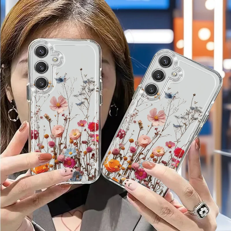 Blumenranken Transparente Hülle für Samsung S25 Ultra S26 S24 FE S23 Plus S22 S21 A57 A56 5G A55 A54 A53 A52S A37 A36 A35 A26 Schutzhülle – Detail 2