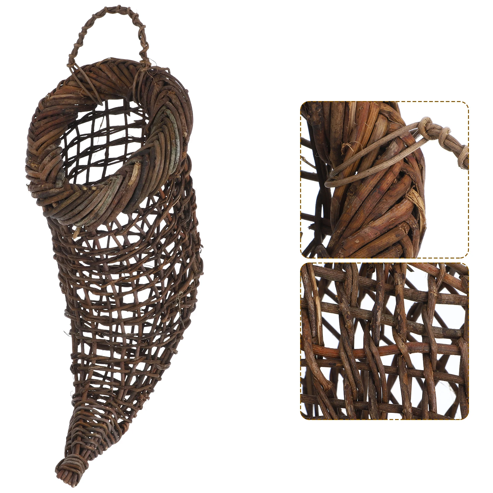 

1pc Handcrafted Cornucopia Woven Hanging Pp Material Outdoor Indoor Storage Basket For Front Door Thanksgiving Christmas
