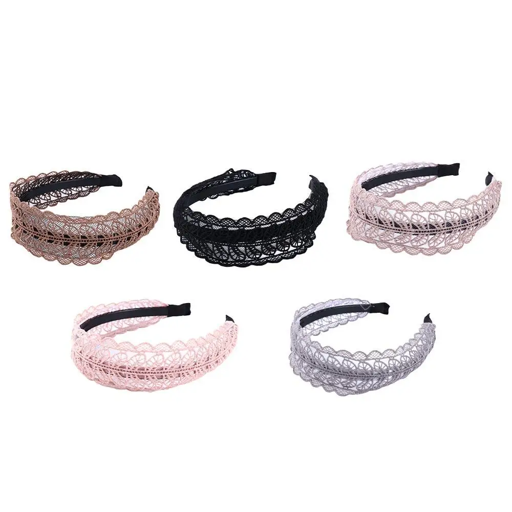 Fashion Design Face Wash Make up Resin Korean Style Hair Wear Women Hair Accessories Lace  Leaves Headband Wide Side Hairband