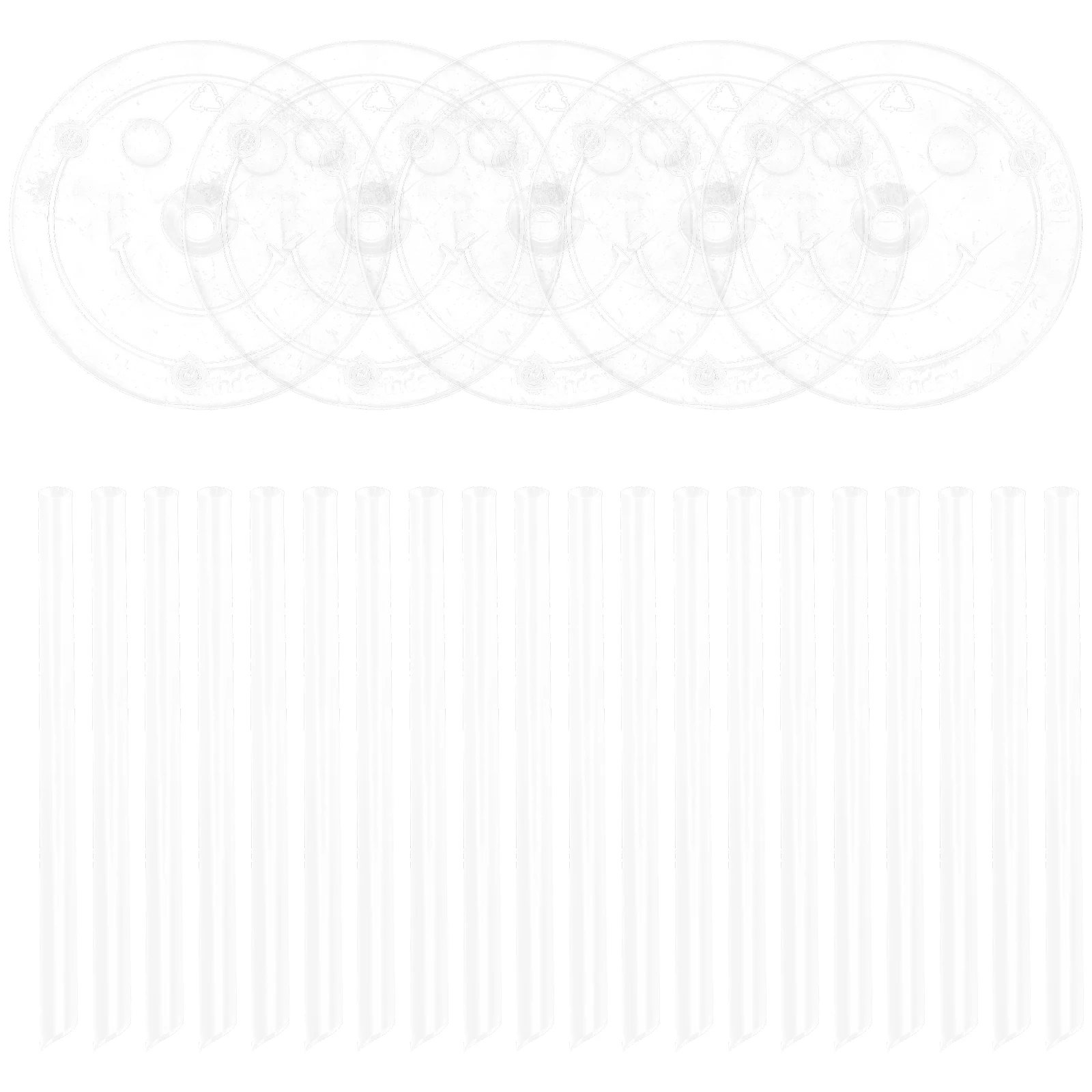 

5 Sets Round Stand Boards Dowels for Tiered Cakes Plastic Food Grade Stacking Kit Wedding Cake Supports Straws Separator