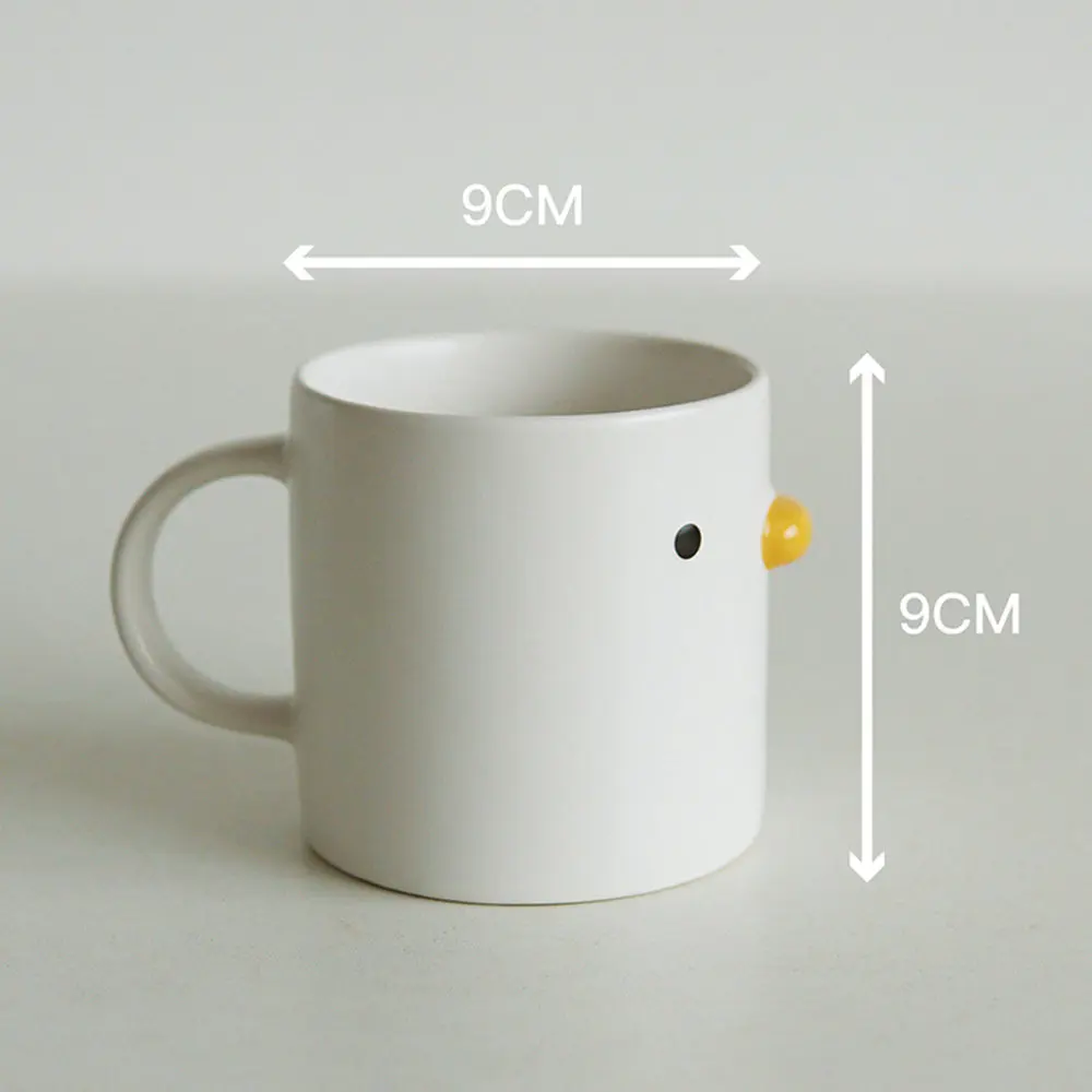 400ML Cartoon Chick Shaped Ceramic Mug With Handle Kids Cute Porcelain Coffee Mugs Breakfast Milk Juice Water Cup White Teacup