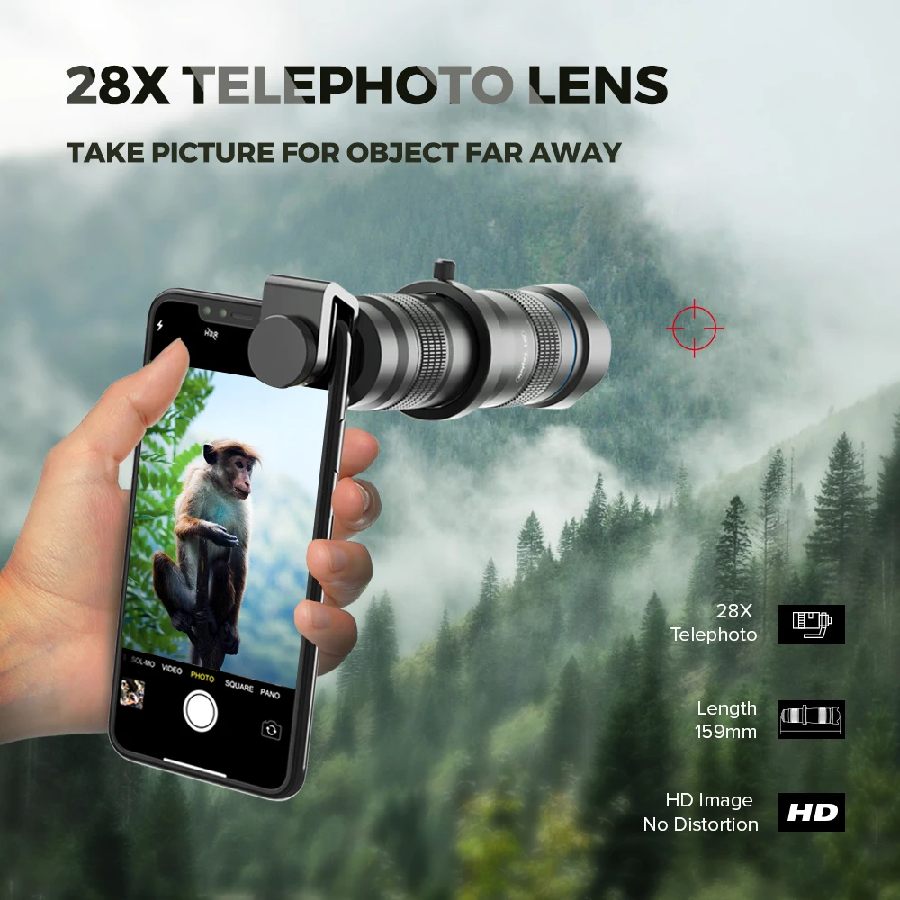 

Optic Phone Camera Lens HD 28X Telephoto Zoom Lens Monocular With Mini Selfie Tripod For Huawei Xiaomi All Smartphone