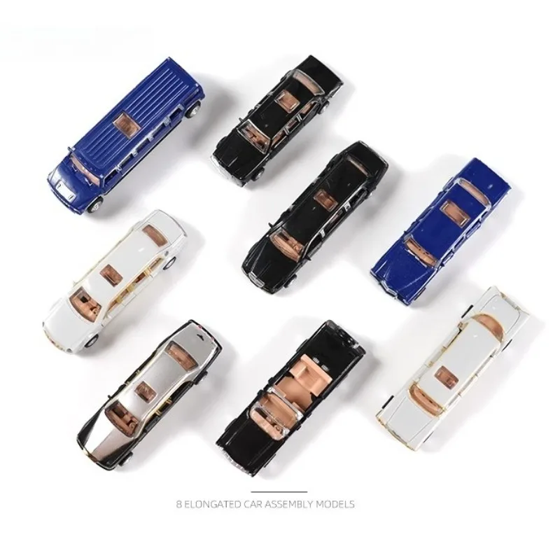 

8PCS/Set 1/87 4D Stretch Limousines Deluxe Car Plastic Assemble Chevrolet Hummer Car Model Children Toys