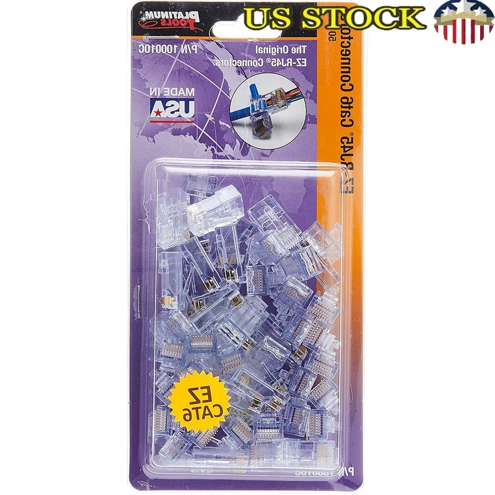 

Разъемы EZ-RJ45 Cat 6, 50 шт., витая пара клемм, кабельные разъемы, сети для передачи данных, оптимизированная электрическая производительность