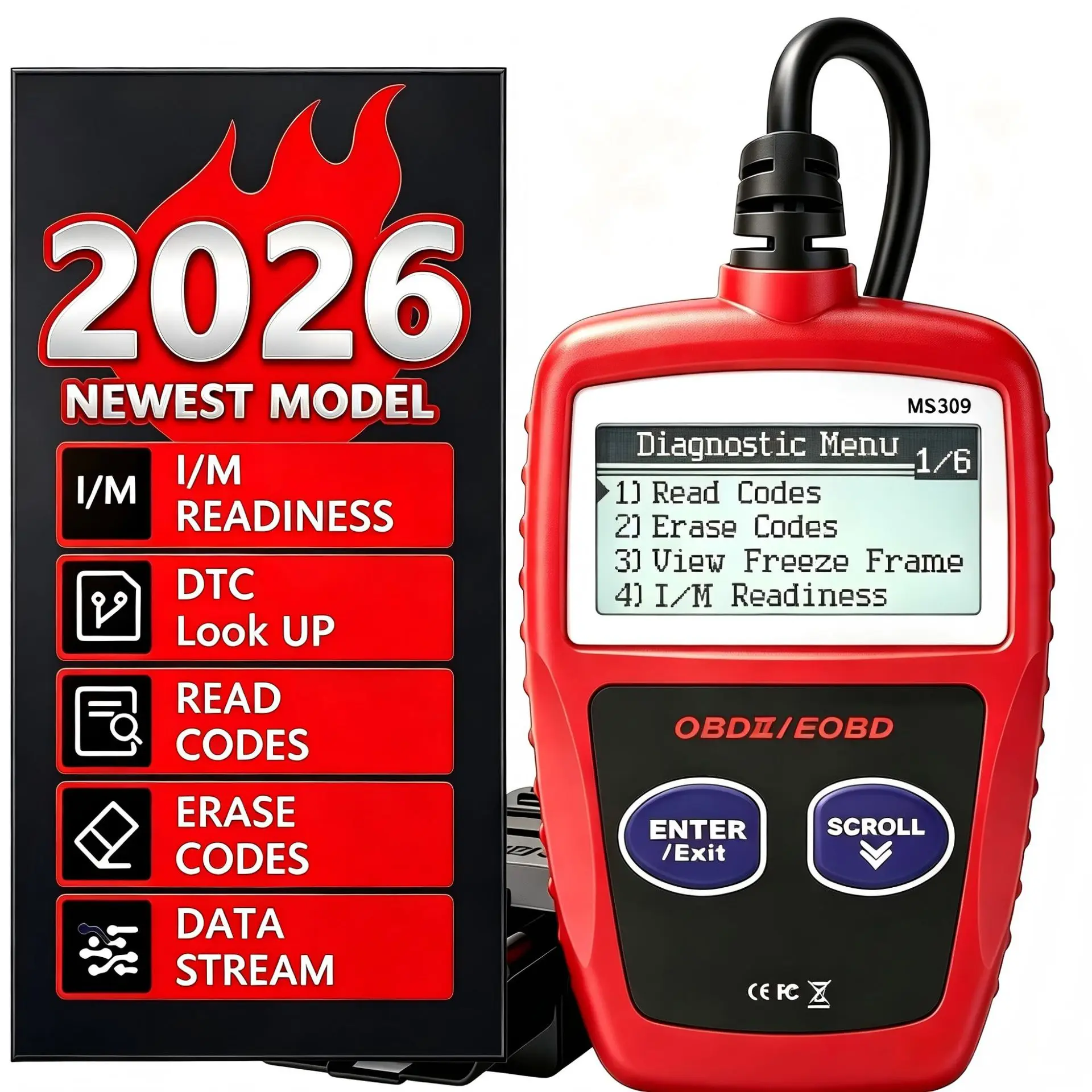 MS309 Professional OBD2 Scanner Vehicle Diagnostic Scan Tool Engine Fault Code Reader Check Engine Light Code Detector Auto OBDI