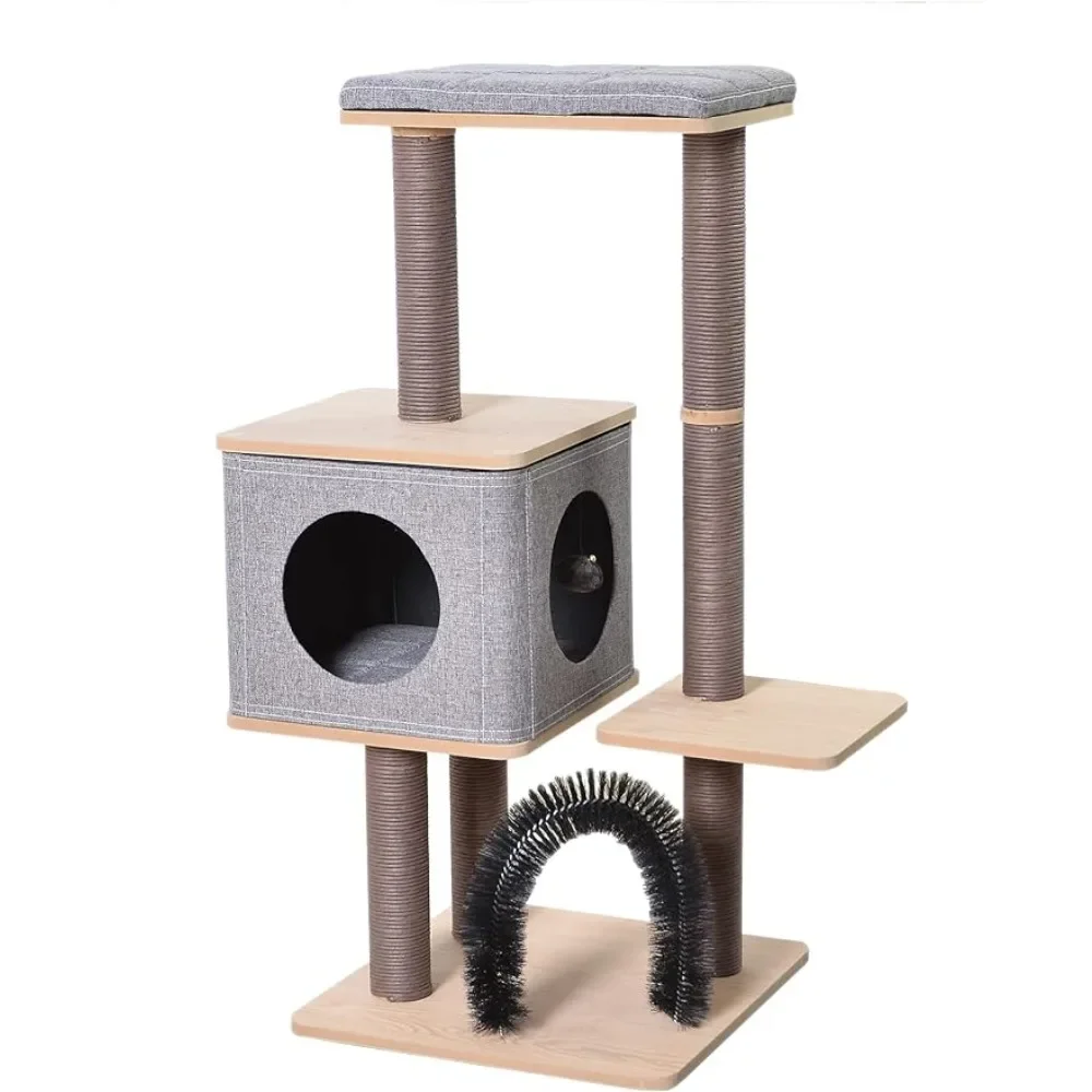 

Three-Level Elevated Cat Tree Condo With Massage & Particle Board Cats Pet Products Grey Freight Free For Supplies Home Garden