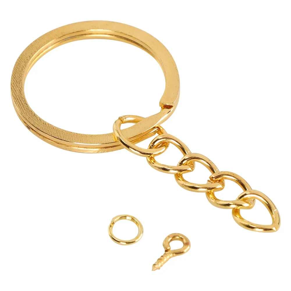 220pcs Jewelry Tools Gold Split Keychain Rings Silver Circle DIY Keychain Rings Keychain Findings Crafts Supplies