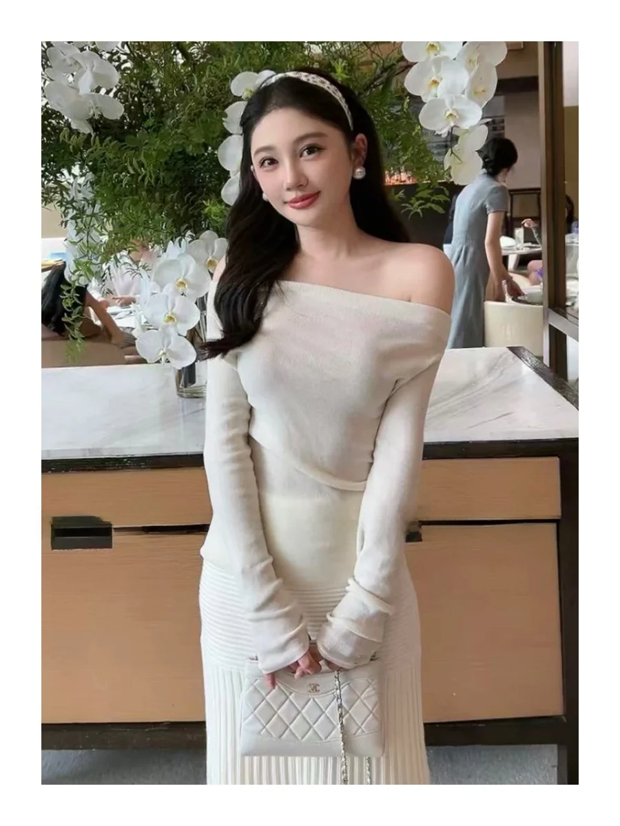 

Вязаный свитер с высоким содержанием шерсти, мягкий, облегающий, для женщин, в стиле оверсайз, нежный, модный.