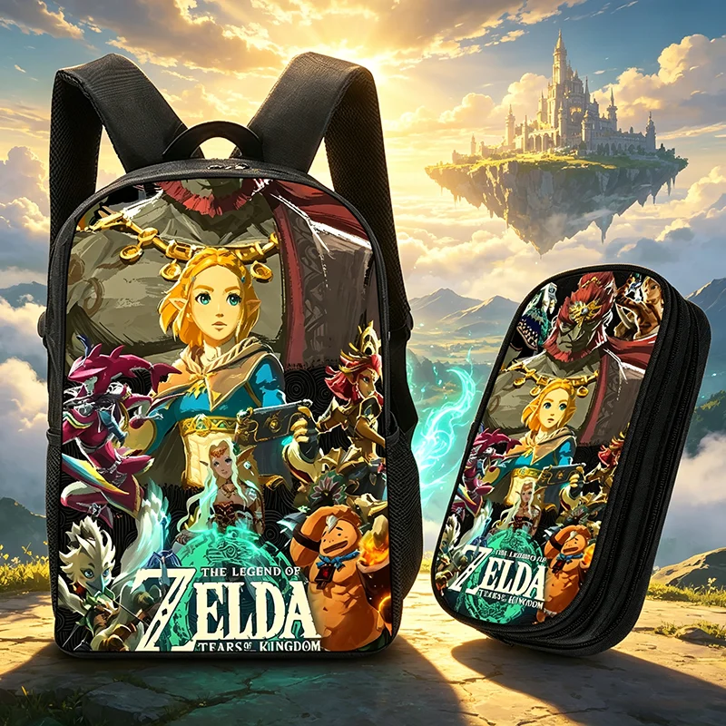 2pcs set Child The Legends of Zeldas School Backpack with Pencil Bags School Bags for Boys Girls New Anime Kingdom Of Tears