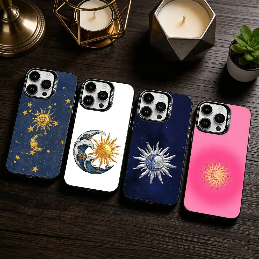 

T-The Moon And The Sun Phone Case For iPhone 17,16,15,14,13,12,11 Plus,Pro Max,XS,Colored silver phone case