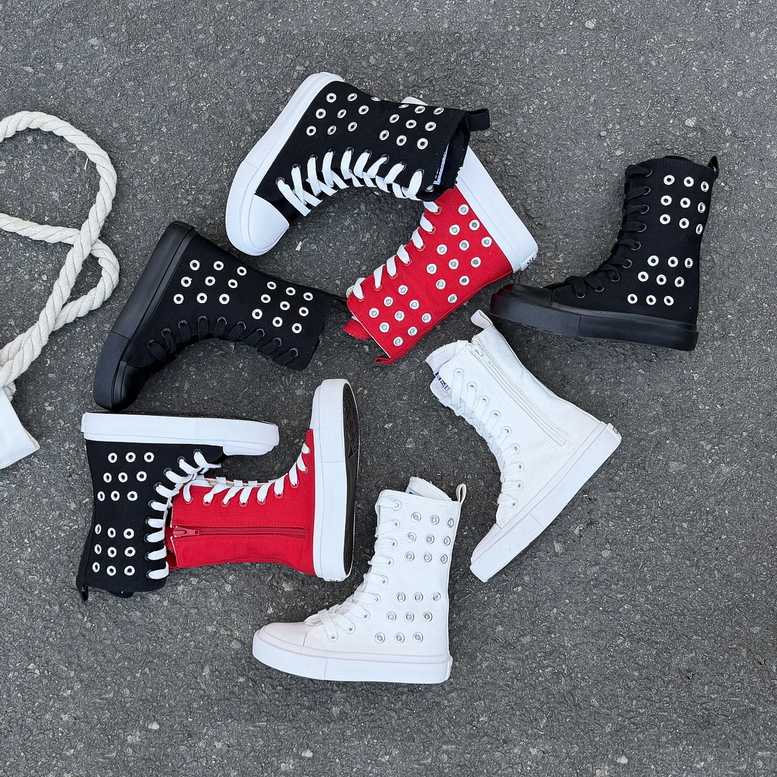 

5055 5055 Children's breathable high top canvas shoes, boys' and girls' cloth shoes, solid color board shoes, lace up shoes soft