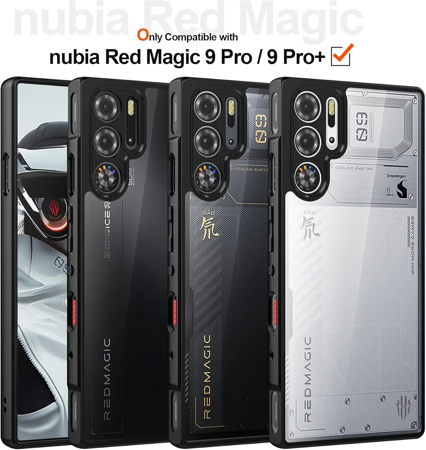 For Red Magic 9S Pro+ Plus/9 Pro+ Phone Case,Shockproof Slim Fit Clear Protective Cover For ZTE Nubia Red Magic 9 Pro/9S Pro