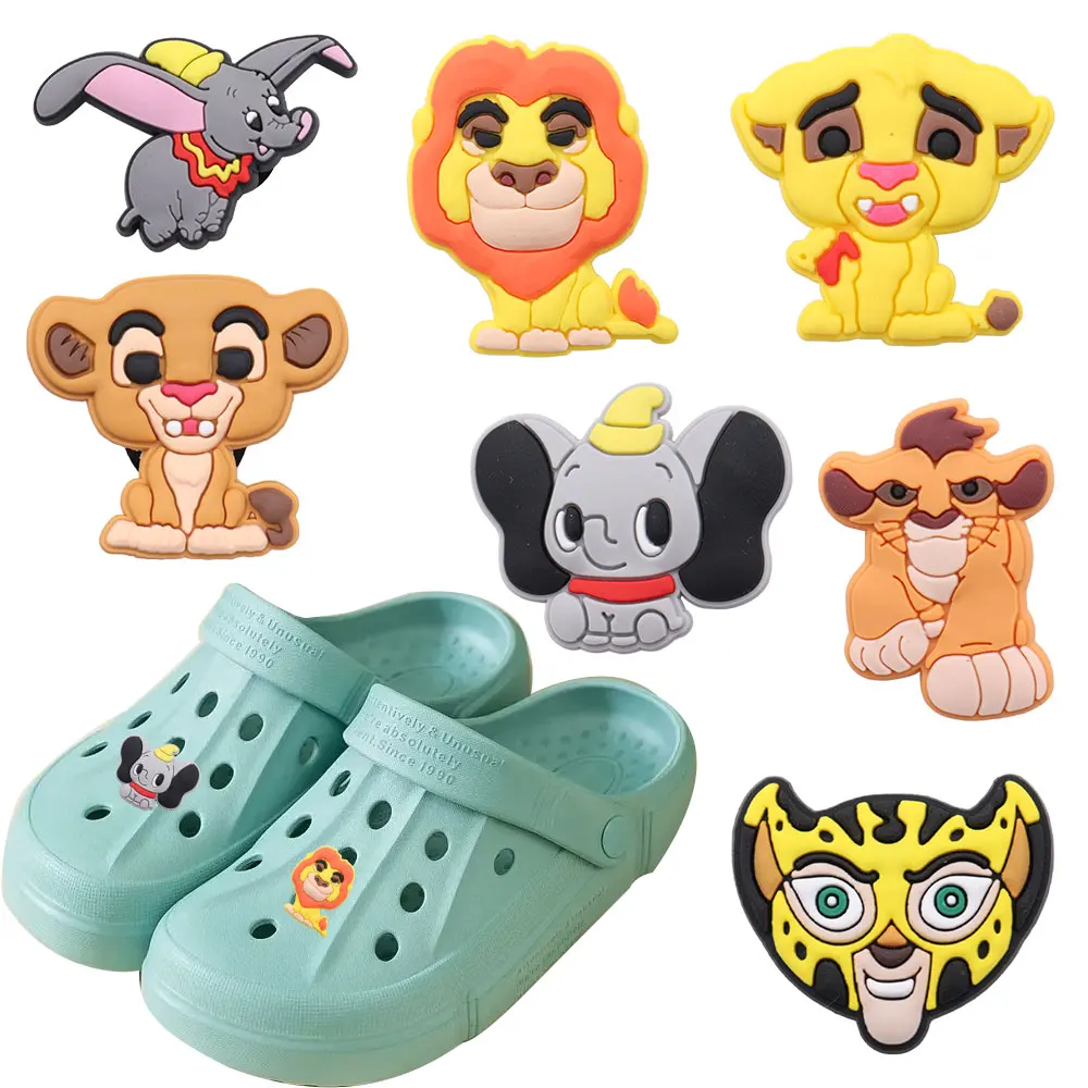 1-16Pcs Elephant Lion King Disney Cartoon Sandals Shoe Button Charms Children Decorations DIY Phone Case Backpack