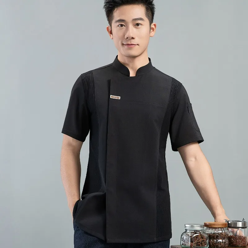 Oddychająca kurtka kucharska z krótkim rękawem dla mężczyzn i kobiet Szybkoschnąca siatka Barker Restauracja Kucharz Piekarnia Kelner Uniform