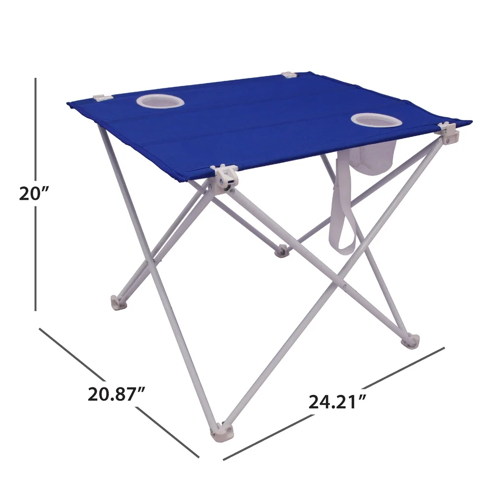 Foldable Portable Beach Table with Rust Resistant Steel Frame Weather Resistant Top and Drink Holders Ideal Camping Picnic image 4