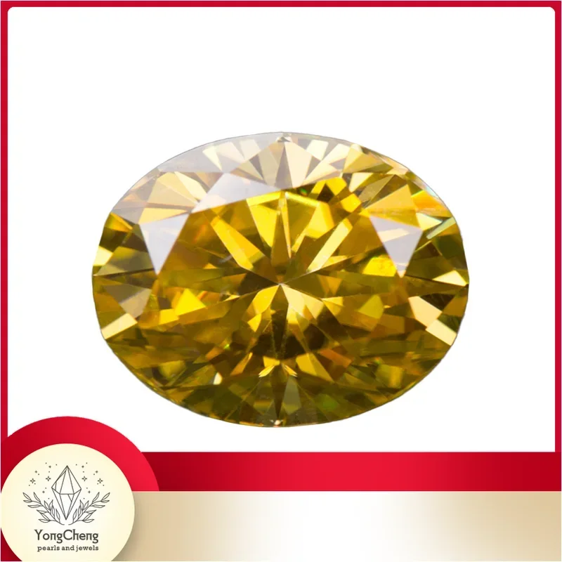 

Moissanite Stone Oval Cut Golden Yellow Colour Lab Created Synthetic Gemstone Passed Diamond Tester Comes With GRA Certificate