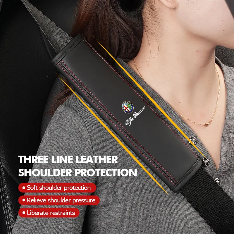 

Car Seat Belt Shoulder Pad Leather Shoulder Pad Accessories For Alfa Romeo 159 Giulietta Giulia 147 Mito 156 159 166 GT Stelvio