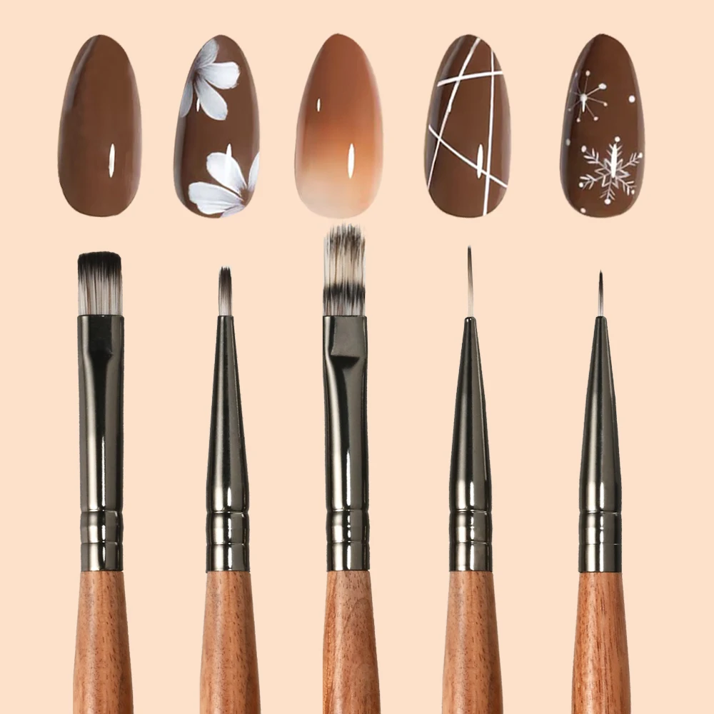 

5 шт., профессиональная ручка для рисования линий ногтей, кисть с плоской головкой, гель-лак, градиентная живопись, тонкие длинные линии, кисти, инструменты для ногтей
