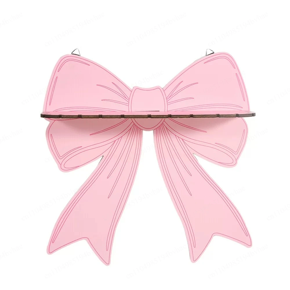 Pink Bow Wooden Shelf Cute Girl College Room Decor