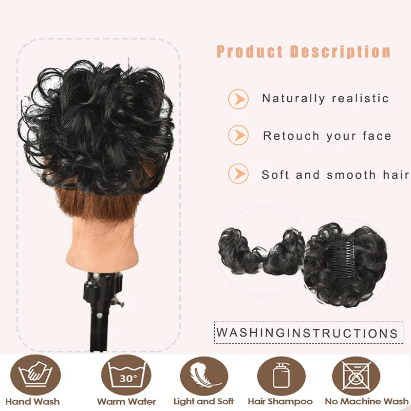 Messy Hair Bun Comb Synthetic Clip-in Extensions Elegant Daily Look Hair Style for Women
