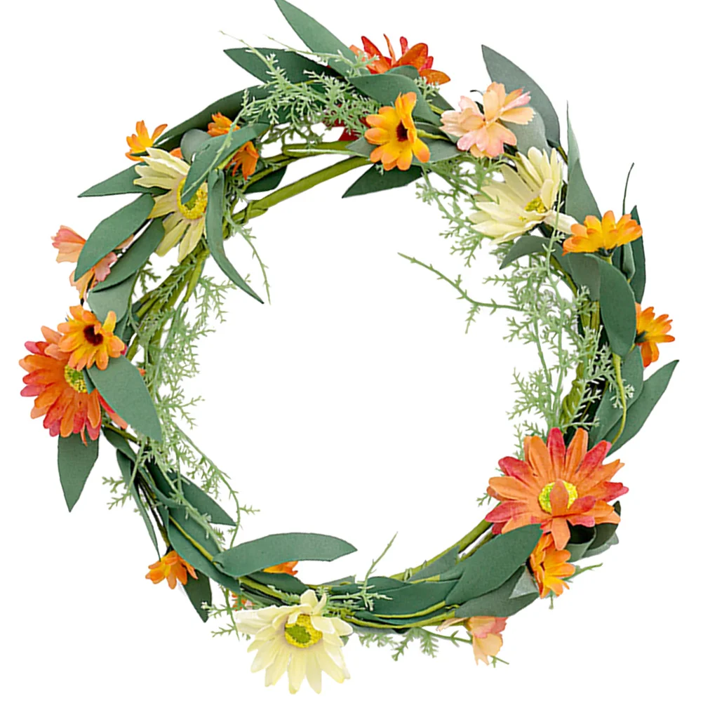 

Simulated Chrysanthemum Wreath Decorative Flower Garland Plastic Xmas Ornament Home Door Christmas Hanging Accessories