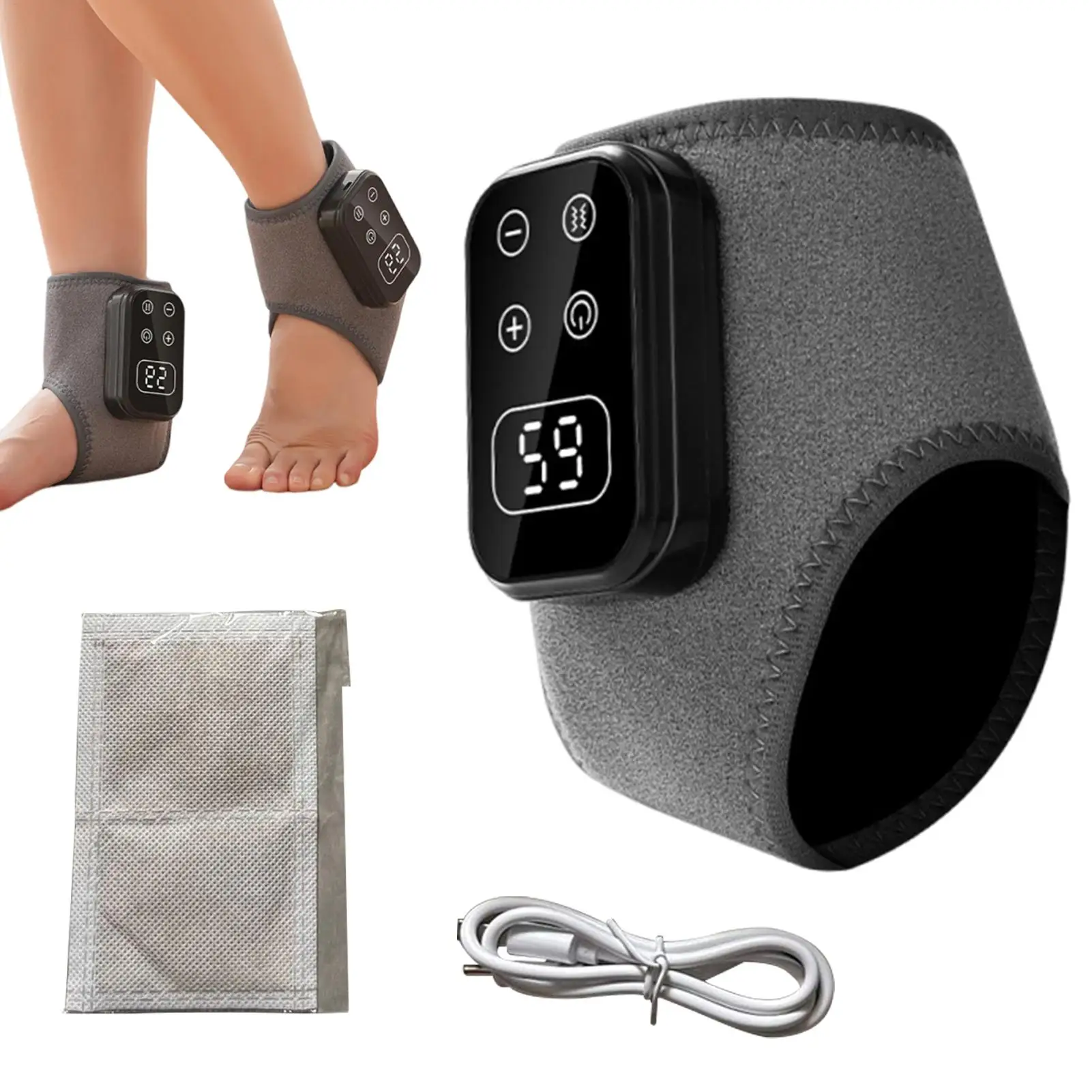 

1PC Cordless USB Electric Foot Ankle Massager, Portable Heating Pad 5-Speed Vibration Massage, Home Office Travel Recovery Tool