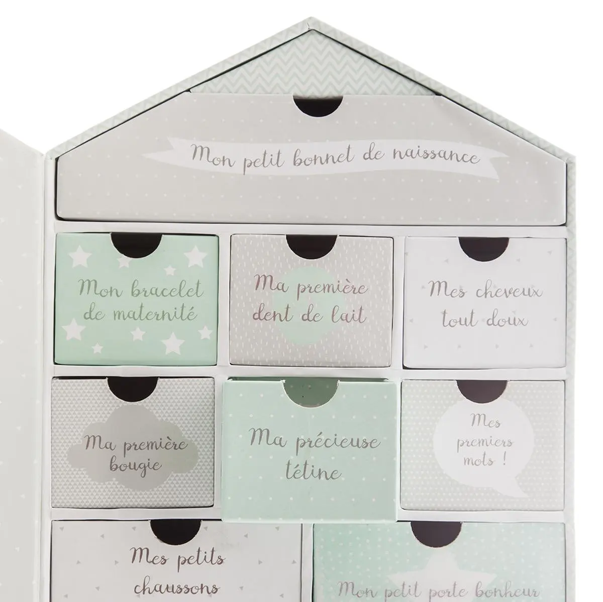 Customized queryHard Paper Newborn Memory  Baby Shower Gift Box  with Drawer Custom Printing Baby Keepsake Calendar Box