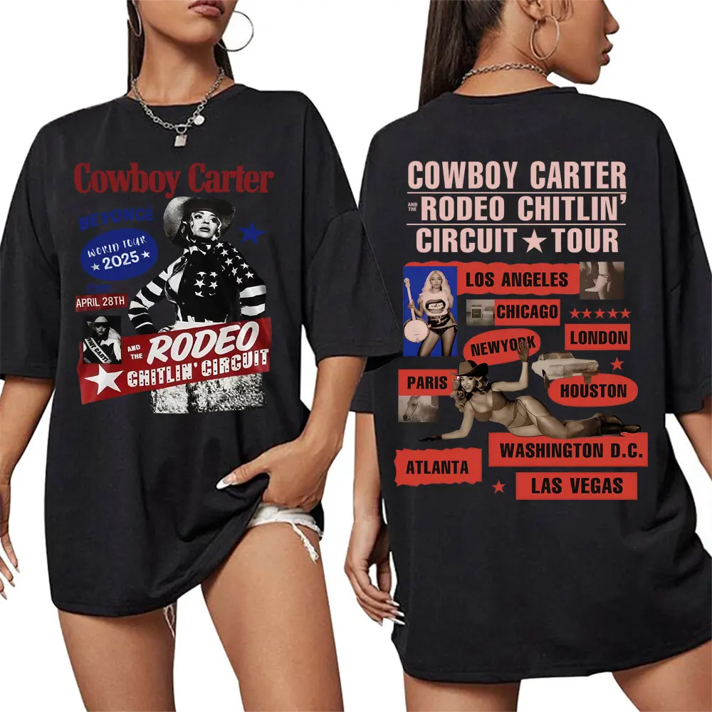 Beyonce Cowboy Carter New Album T Shirts Women Men\'s Vintage Cotton Oversized T Shirt Harajuku Clothing Streetwear Girls T-shirt