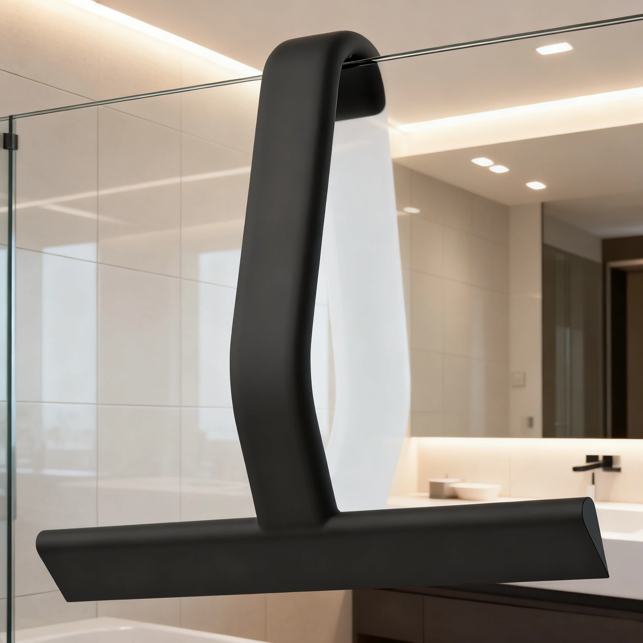 

10'' INCH Shower Squeegee Silicone Window Wiper Integrated Door Hook Glass Bathroom Kitchen Household