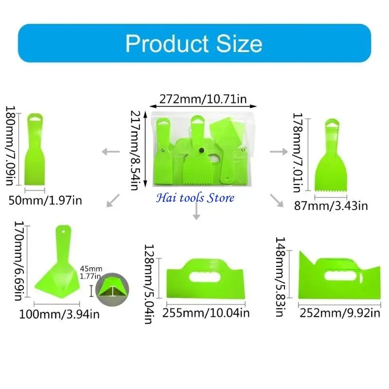 X37E Multiple Size Plastic Putty Scraper Set For Home Improvement Efficient Spackling