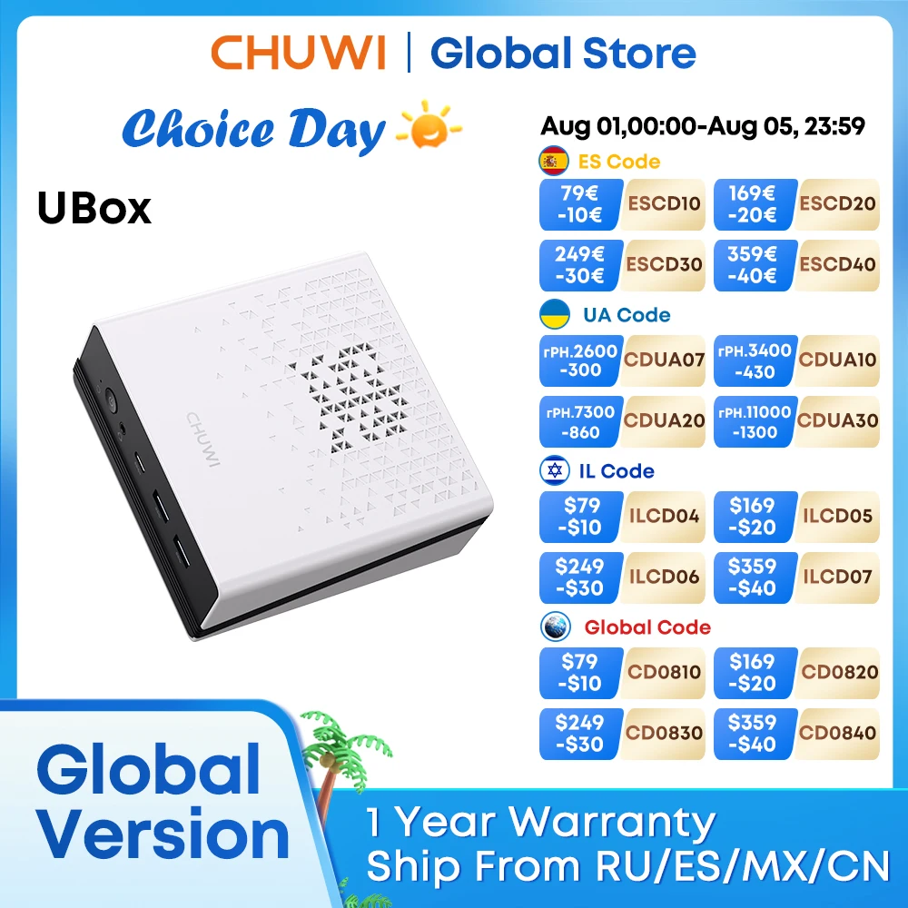 

CHUWI UBox Mini PC AMD R5 6600H 6-ядерный 12-поточный компьютер 16 ГБ DDR5 512 ГБ PCIe 4.0 SSD WiFi 6 BT5.2 Мини-ПК Настольный компьютер