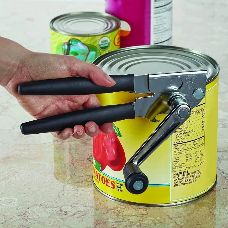 360 Degree Ergonomic Cushioned Handle Stainless Steel Blade for Kitchen Crank Handle Can Opener Heavy Duty Handheld Can Opener