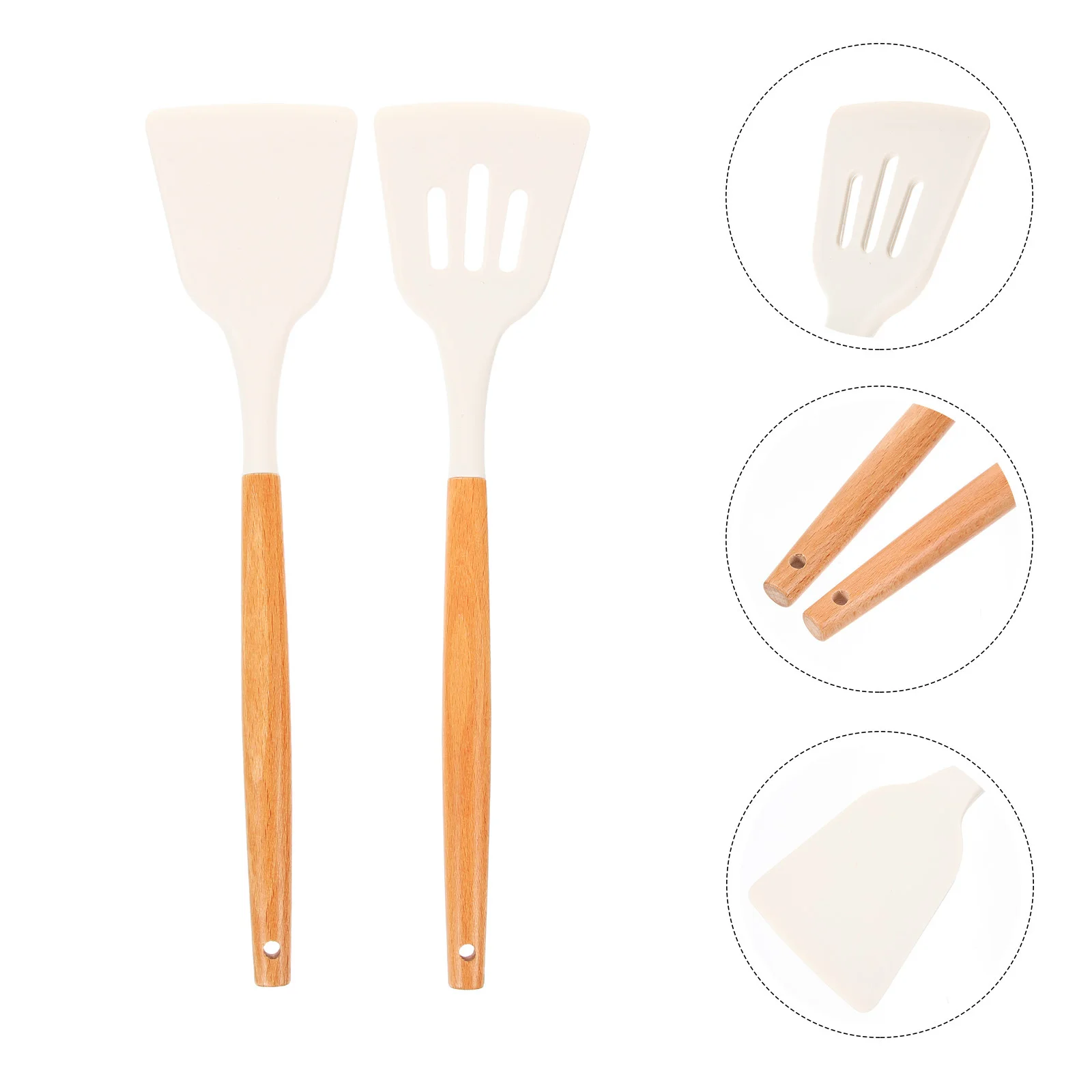 

2Pcs Silicone Spatula Set Cooking Shovel Wood Handle Nonstick Kitchen Tools for Baking Stirring Scraping Silicon Spatula