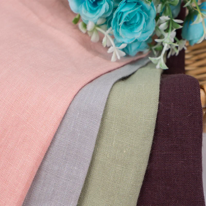 Spring and summer 100% linen casual camisole 150gsm Enzyme wash plain dyed stone washed lino suit fabric for clothing by meter