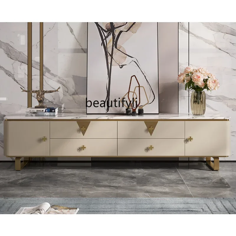 

C Light Luxury TV Cabinet Living Room Designer Sample Room Furniture Modern Fashion Simple Marble Floor Cabinet drawer furniture