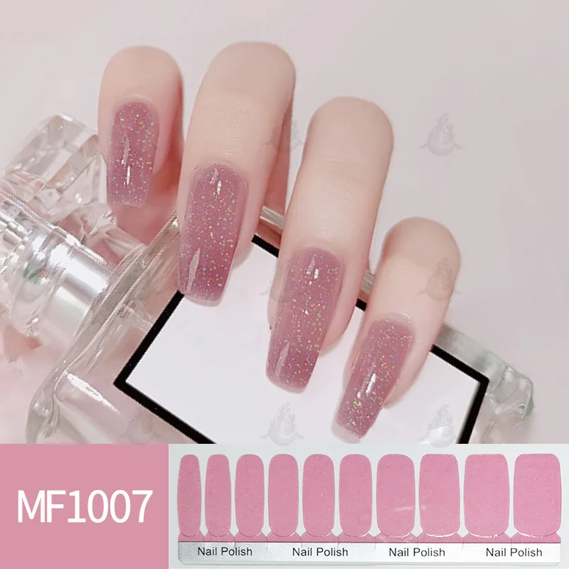 

MEBIS 20 fingers solid color nail polish film simple wind pure flash nail sticker nail sticker full sticker