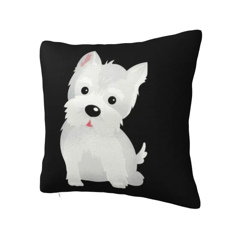 Cute Westie Puppy Dog Cushion Cover Velvet West Highland White Terrier Pillow for Sofa Square Pillowcase Bedroom Decoration