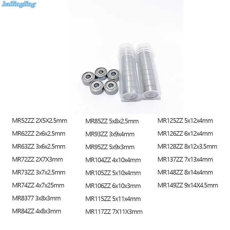 

10pcs/lot High quality MR Series MR52ZZ MR63ZZ MR85ZZ MR95ZZ MR128ZZ MR137ZZ Bearing Metal Shielded Ball Bearings