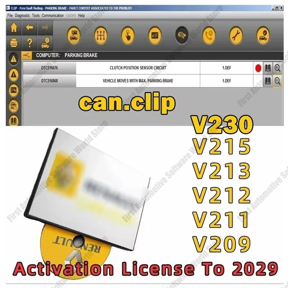 Can Clip V212 with keygen untill 2029 Car Software For Renault Reprogram Airbag test Base Doc Physical measurements Multimeter