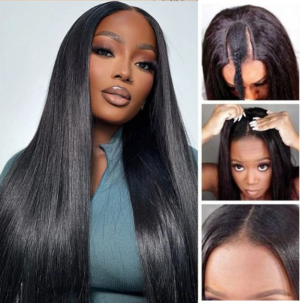 

Alibele Straight Minimal Leave Out Easicontour V Part Wig Human Hair Wigs Burmese Human Hair No Glue For Women Full Machine Made