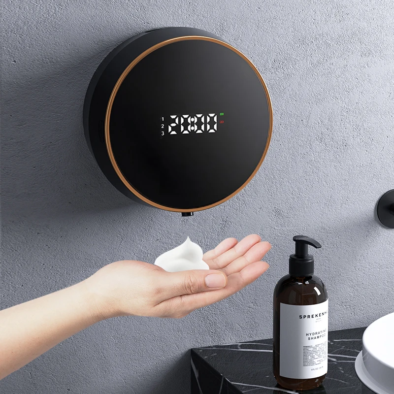 Foam Soap Dispenser 300ML Portable Touchless Hand Sanitizer Foam Dispenser Wall-mounted Intelligent Digital Display Hand Washing