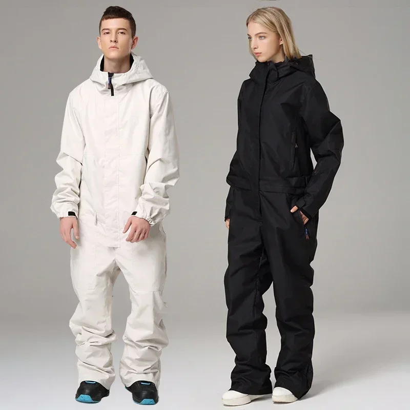 Winter Mit Kapuze Frauen Ein Stück Schnee Anzug Wasserdicht Mann Ski Overalls Berg Alpine Weibliche Overalls Sport Snowboard Trainingsanzüge